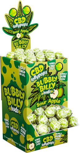 Bubbly Billy Buds 10mg CBD Sour Apple - Display Container (100 Lollies)