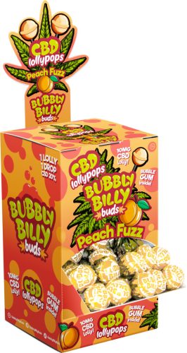 Bubbly Billy Buds 10mg CBD Peach Fuzz - Display Container (100 Lollies)