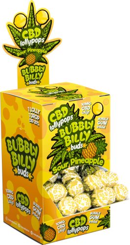 Bubbly Billy Buds 10mg CBD Sour Pineapple - Display Container (100 Lollies)
