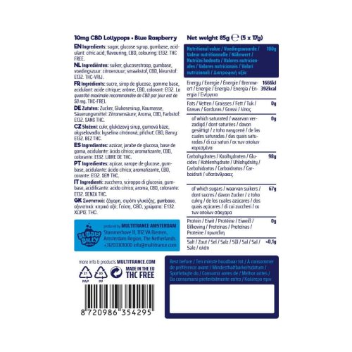 Bubbly Billy Buds 10mg CBD Lollipops – Blue Raspberry Gift Box