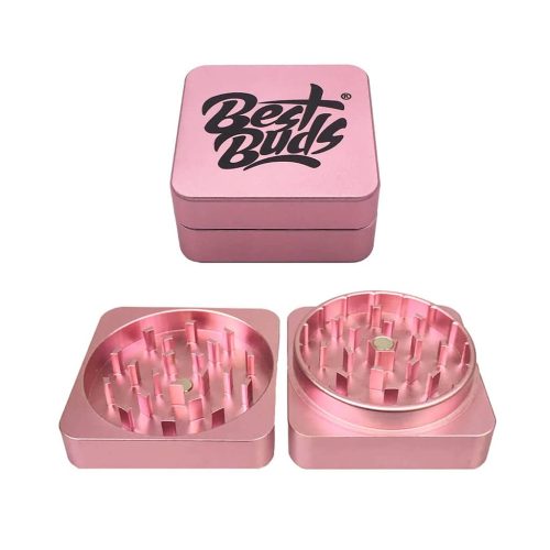 Best Buds® Square Aluminium Grinder - Flamingo