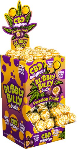 Bubbly Billy Buds 10mg CBD Passion Fruit  - Display Container (100 Lollies)